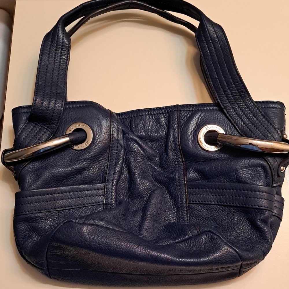 Elegant Navy Blue Leather Handbag